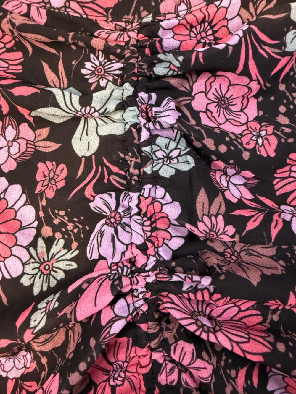 Majorelle Floral Ruffle Mini Skirt Black Pink Boho Tiered Size M - Picture 7 of 9